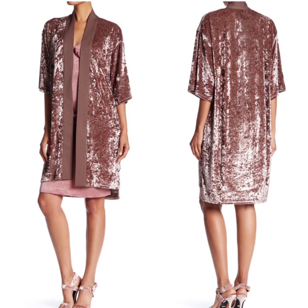 Dress Forum Open Front Velvet Cardigan